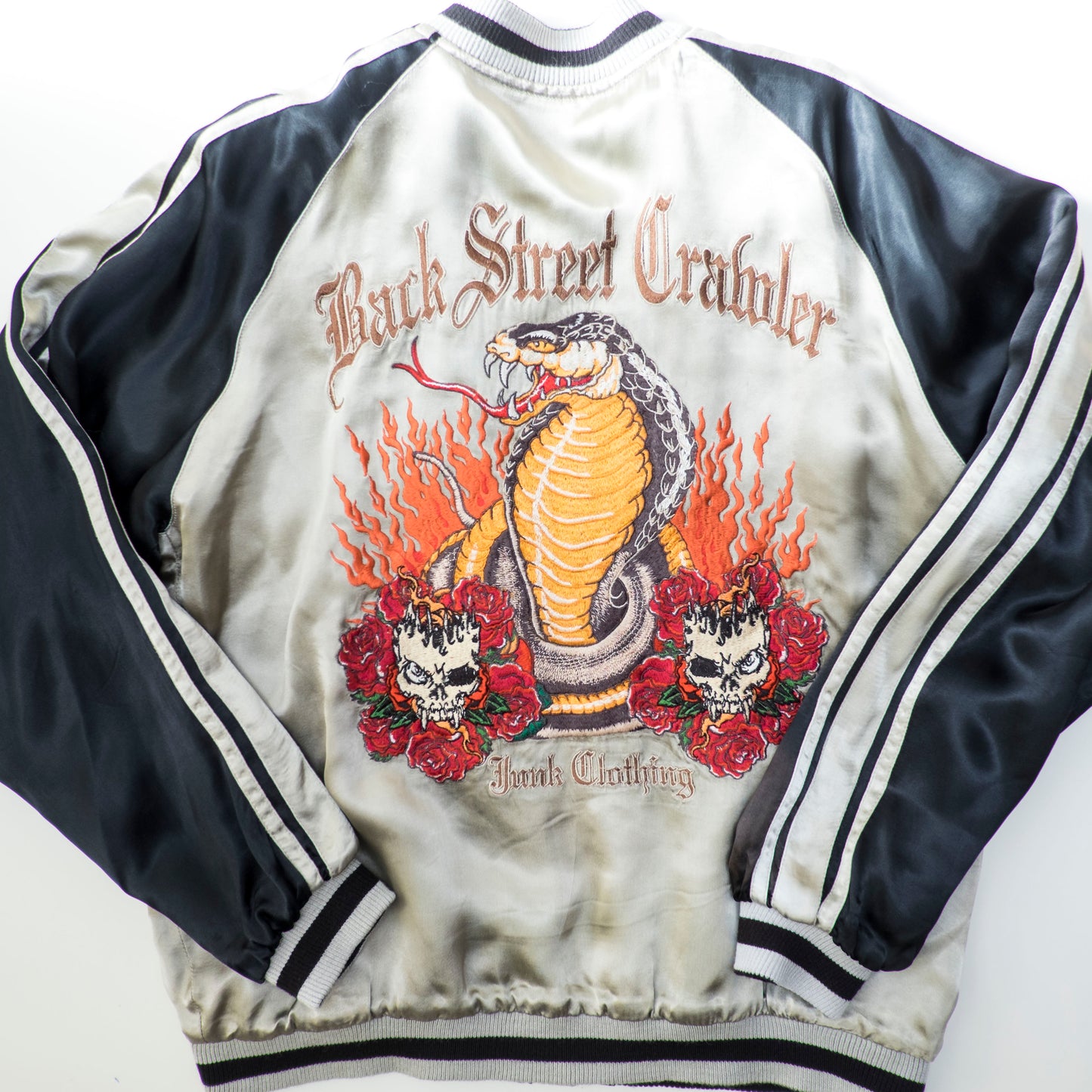 Vintage Back Street Crawler Reversible Sukajan Jacket Cobra Skull Eagle Roses Gothic Punk Japanese Souvenir Bomber