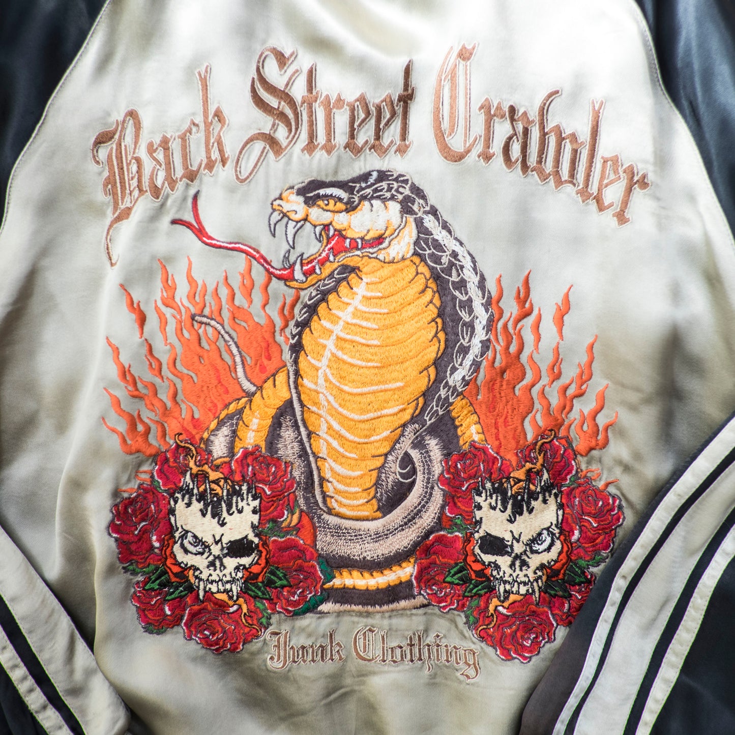 Vintage Back Street Crawler Reversible Sukajan Jacket Cobra Skull Eagle Roses Gothic Punk Japanese Souvenir Bomber
