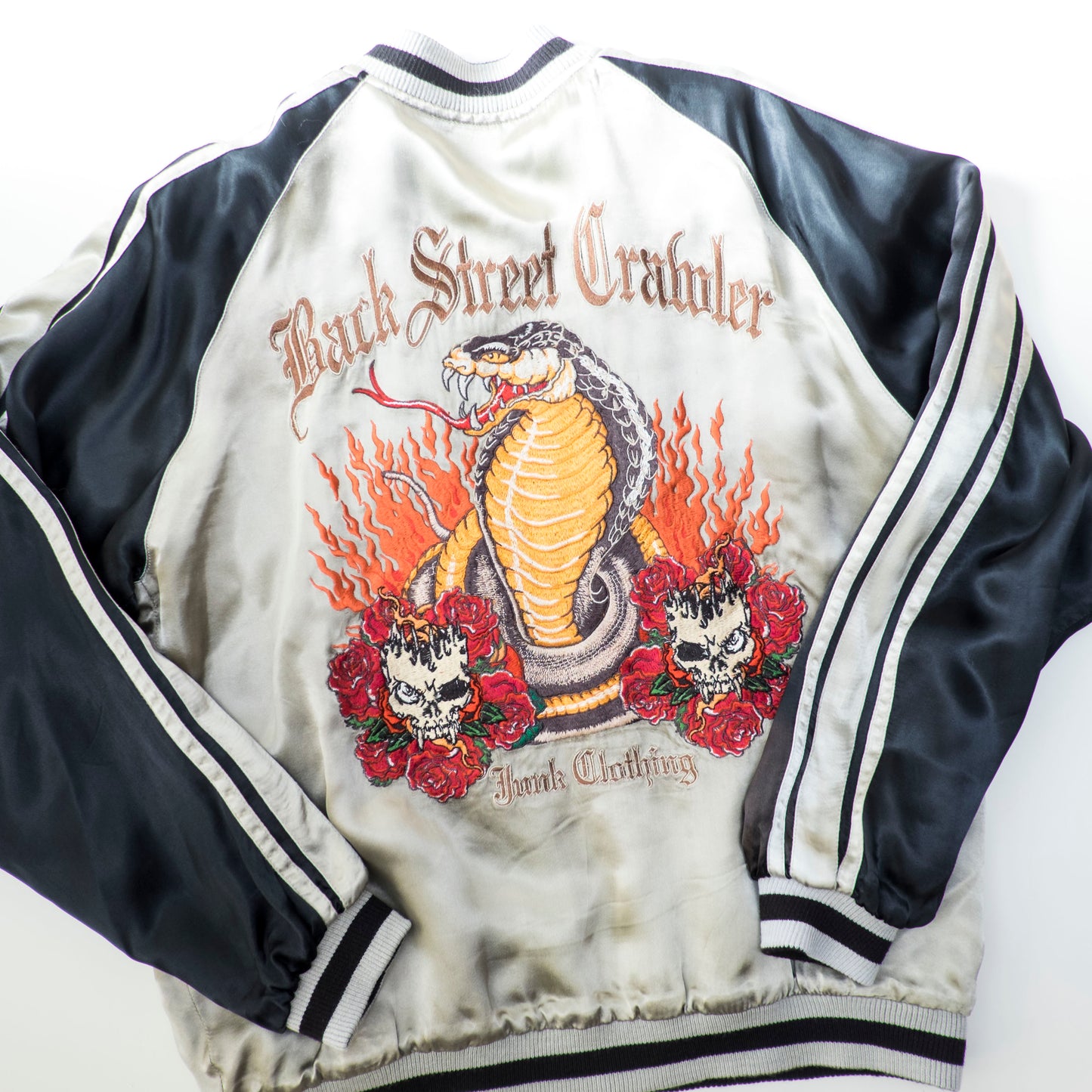 Vintage Back Street Crawler Reversible Sukajan Jacket Cobra Skull Eagle Roses Gothic Punk Japanese Souvenir Bomber