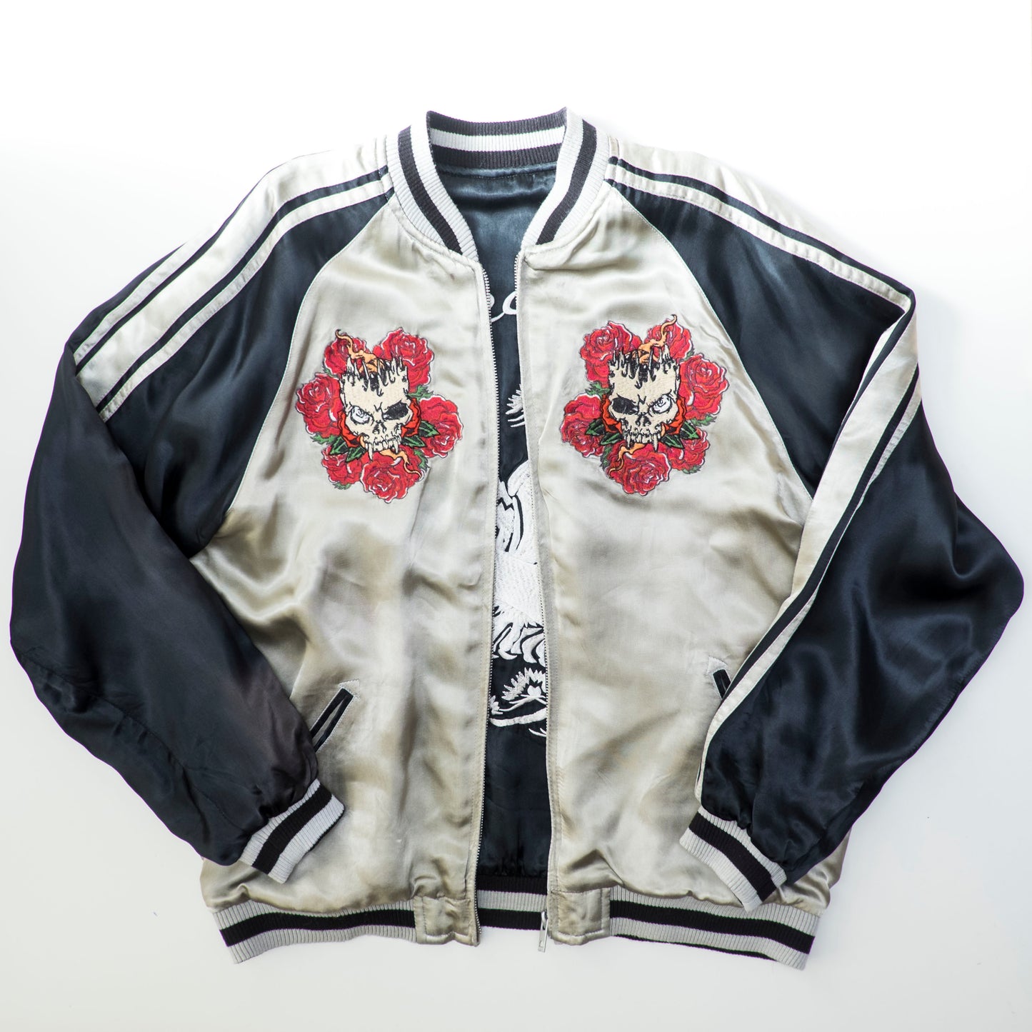Vintage Back Street Crawler Reversible Sukajan Jacket Cobra Skull Eagle Roses Gothic Punk Japanese Souvenir Bomber