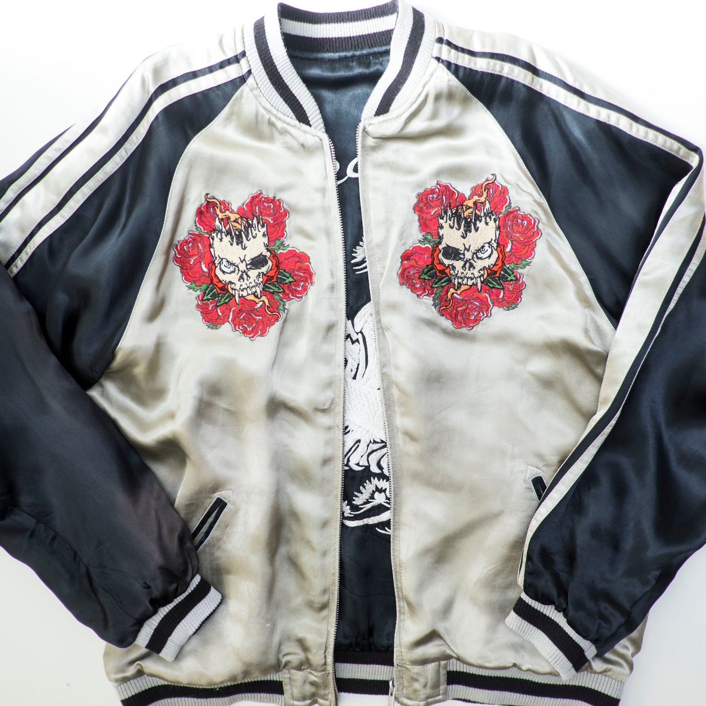 Vintage Back Street Crawler Reversible Sukajan Jacket Cobra Skull Eagle Roses Gothic Punk Japanese Souvenir Bomber