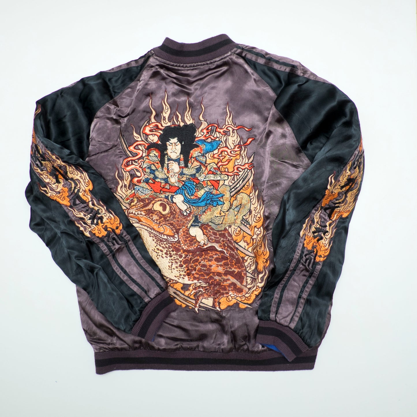Rare Satori Reversible Hannya Jiraiya Toad Sukajan Jacket XL Japanese Embroidered Souvenir Bomber L-XL