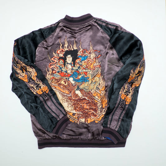 Rare Satori Reversible Hannya Jiraiya Toad Sukajan Jacket XL Japanese Embroidered Souvenir Bomber L-XL