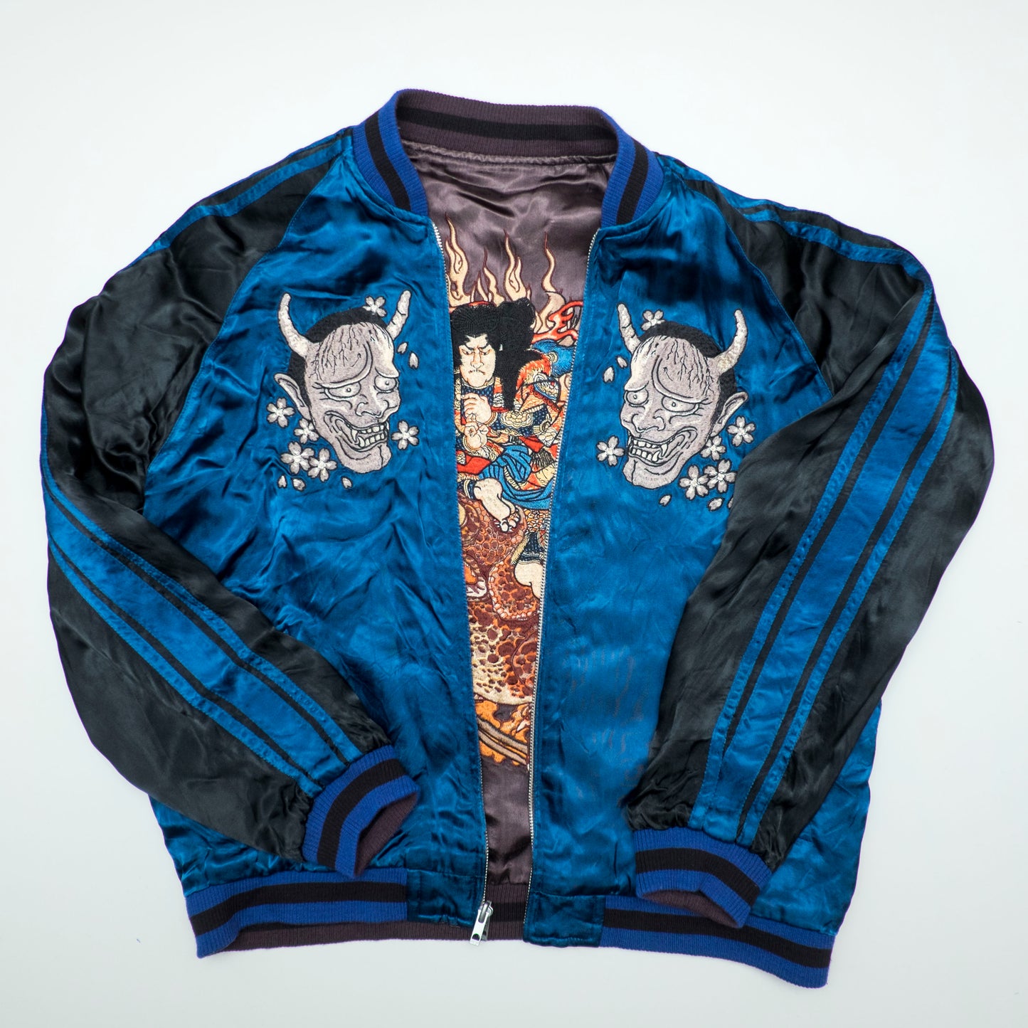 Rare Satori Reversible Hannya Jiraiya Toad Sukajan Jacket XL Japanese Embroidered Souvenir Bomber L-XL