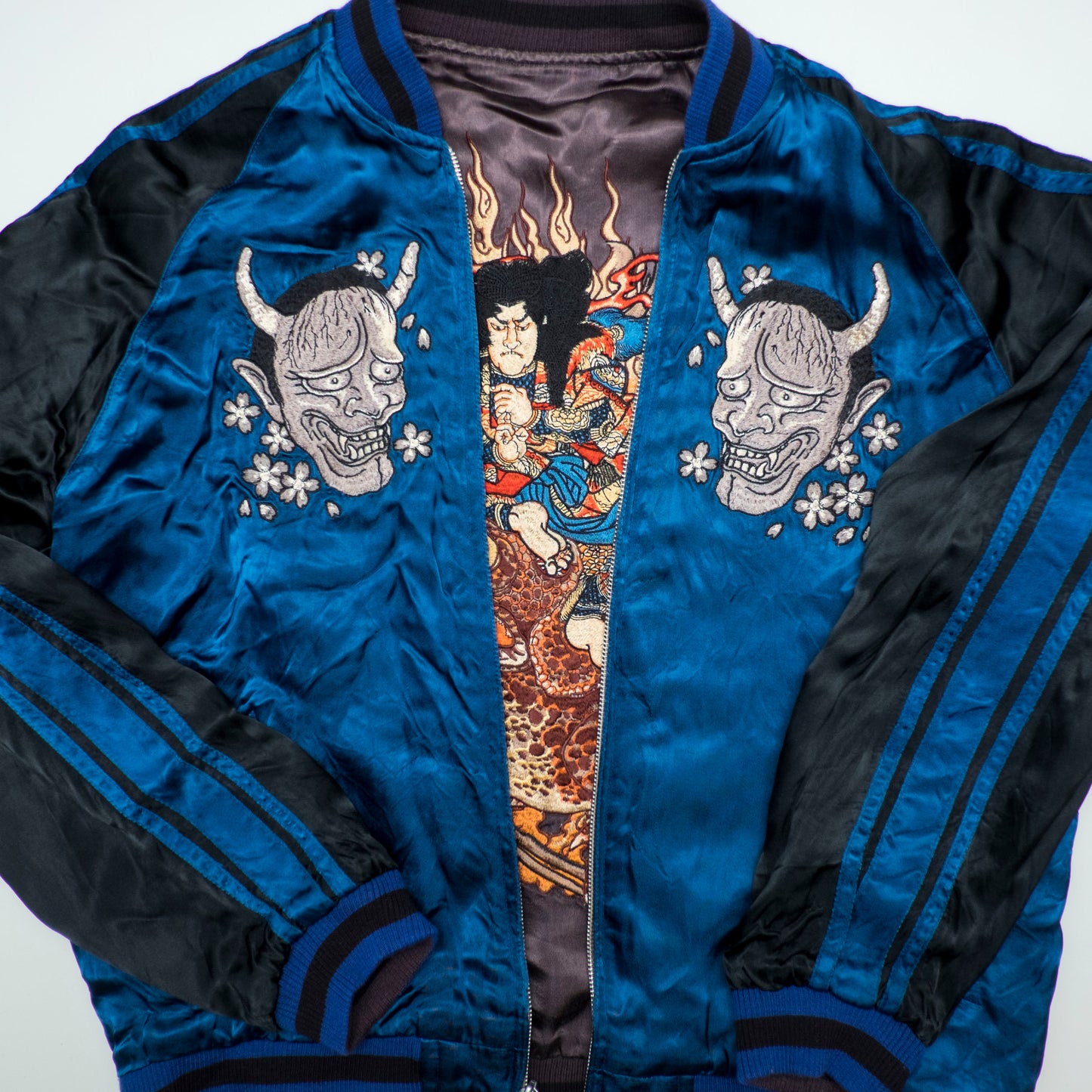 Rare Satori Reversible Hannya Jiraiya Toad Sukajan Jacket XL Japanese Embroidered Souvenir Bomber L-XL
