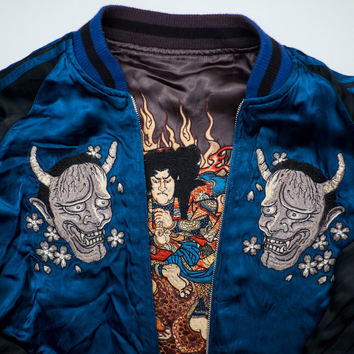 Rare Satori Reversible Hannya Jiraiya Toad Sukajan Jacket XL Japanese Embroidered Souvenir Bomber L-XL
