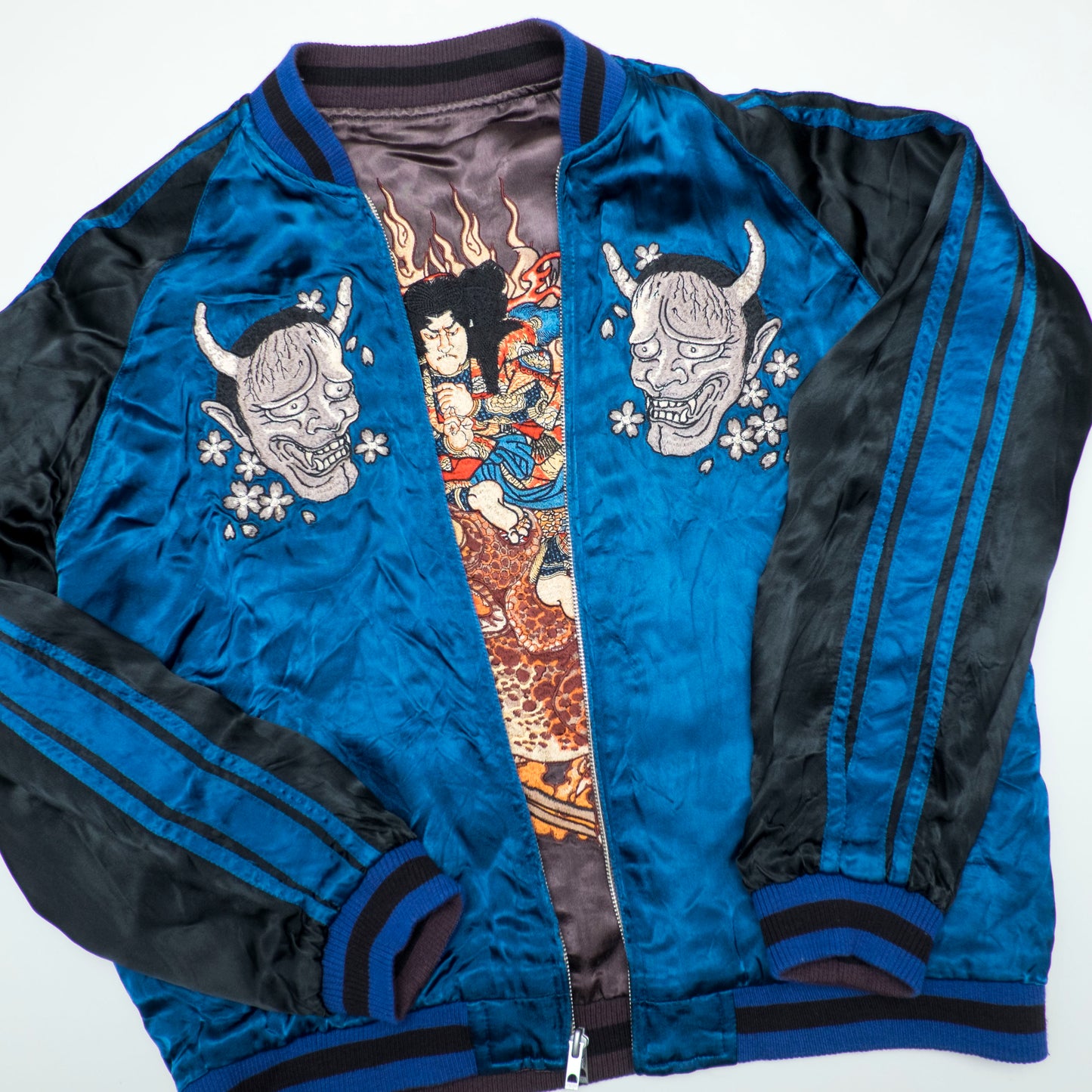 Rare Satori Reversible Hannya Jiraiya Toad Sukajan Jacket XL Japanese Embroidered Souvenir Bomber L-XL