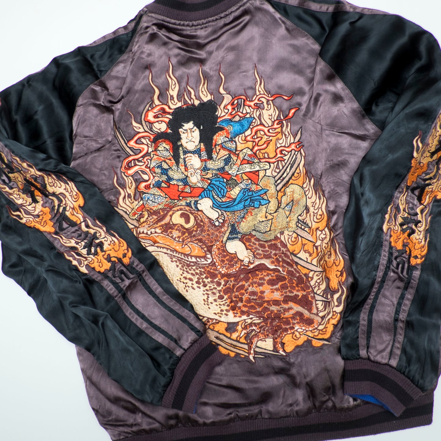 Rare Satori Reversible Hannya Jiraiya Toad Sukajan Jacket XL Japanese Embroidered Souvenir Bomber L-XL