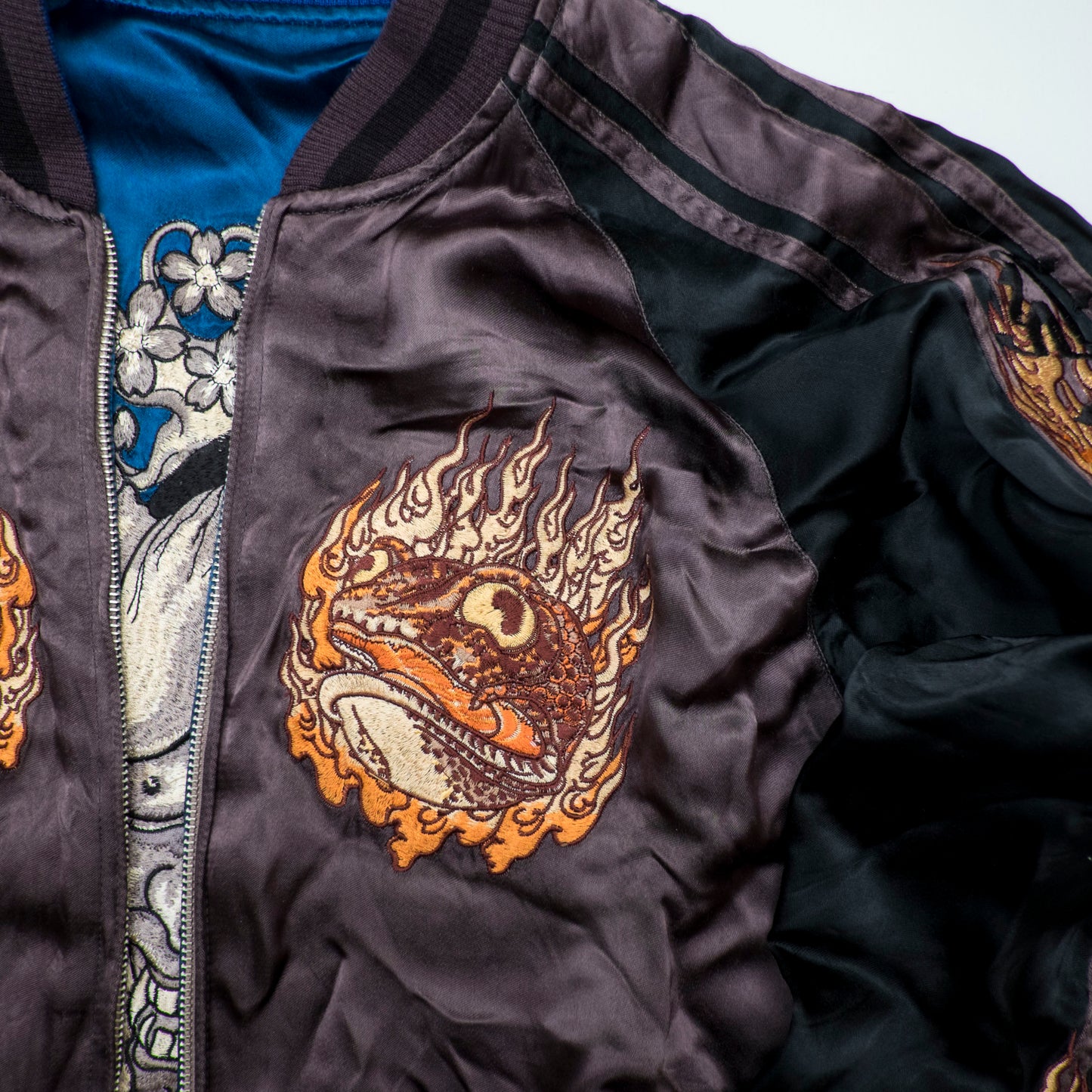 Rare Satori Reversible Hannya Jiraiya Toad Sukajan Jacket XL Japanese Embroidered Souvenir Bomber L-XL