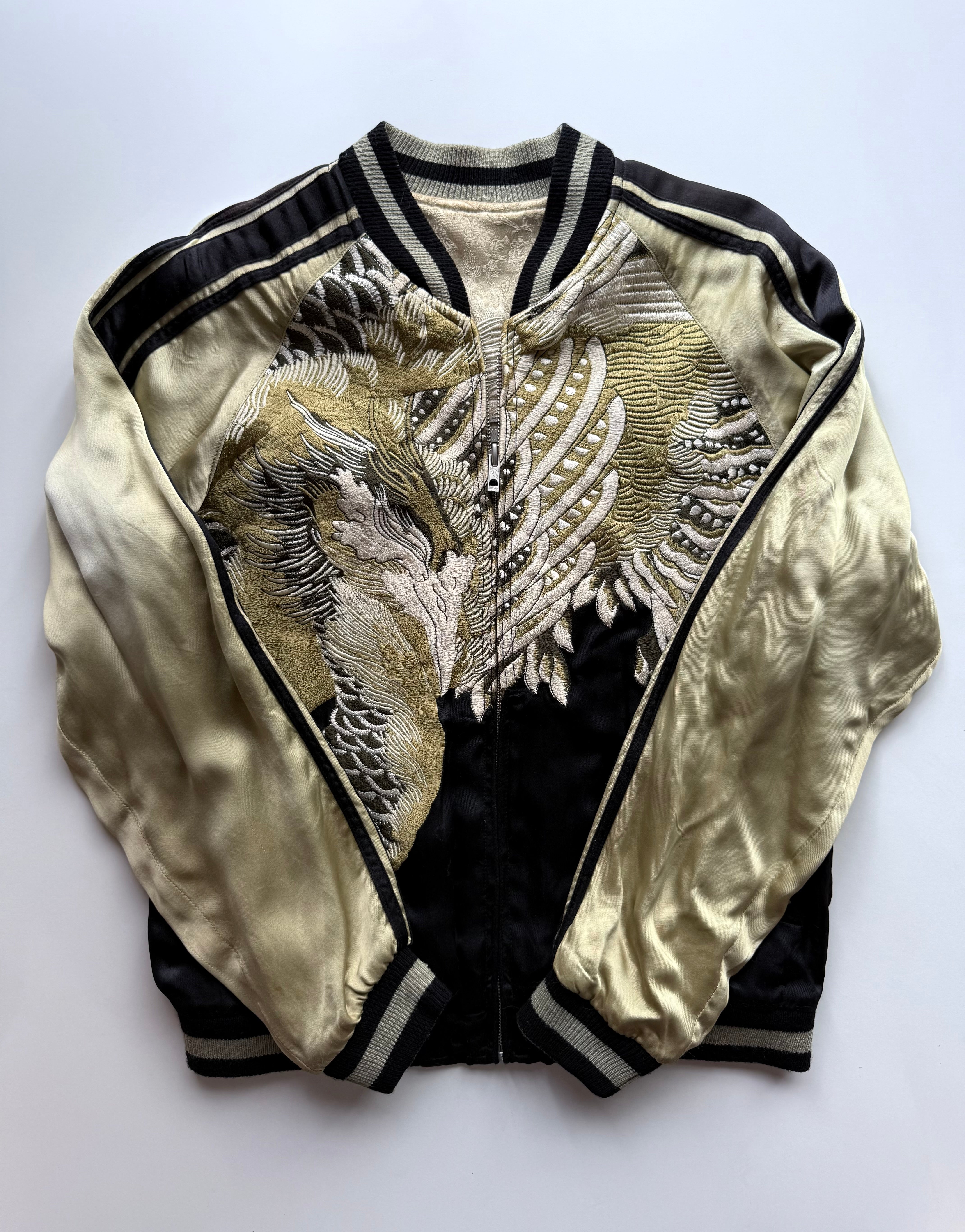 Reversible Elegant Chic Dragon Phoenix Sukajan Jacket | Japonista