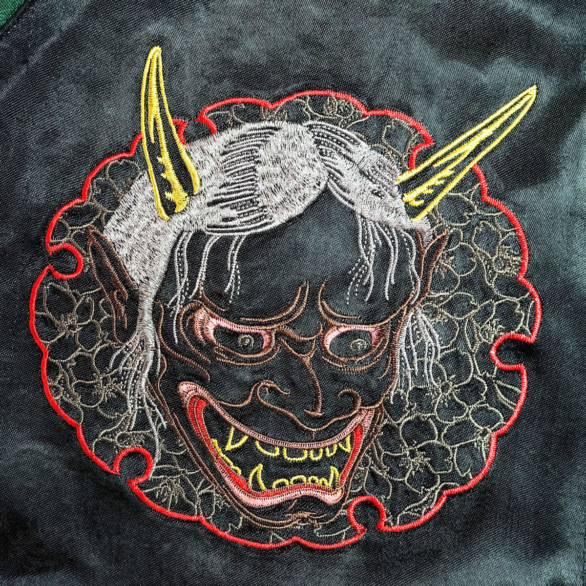 Rare Satori GSJR-005 Hannya Skull Oiran Reversible Sukajan Jacket Sakura Japanese Embroidered Satin Bomber
