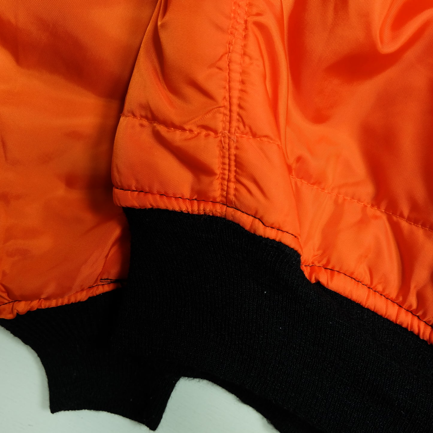Vintage 1990s Alpha Industries Batman Logo MA-1 Bomber Jacket Medium USA Made Reversible Black Orange Flight Jacket