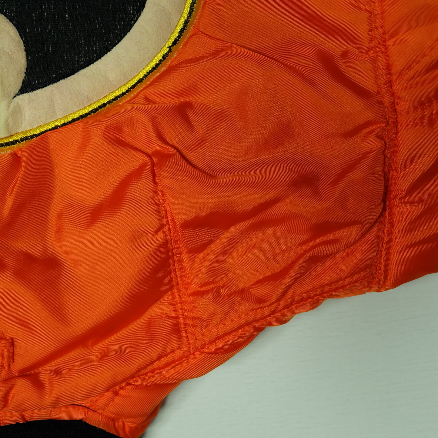 Vintage 1990s Alpha Industries Batman Logo MA-1 Bomber Jacket Medium USA Made Reversible Black Orange Flight Jacket