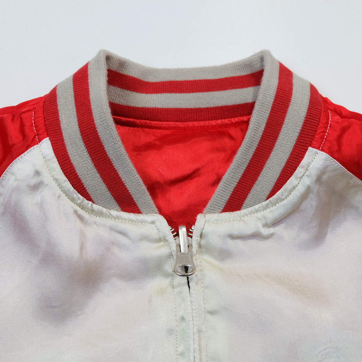 Rare Onigashima CHIC Pop Color Classic Vintage Sukajan Souvenir Jacket Orange Red Koi Carp Fish & Maple Leaves Momiji Tattoo Art Design Embroidery