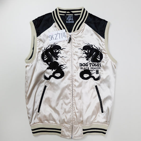 DOGTOWN Vintage Japanese Japan Samurai Musha Biker BLACK DRAGON Embroidered Yokosuka Jumper Bomber Sukajan Souvenir Jacket S