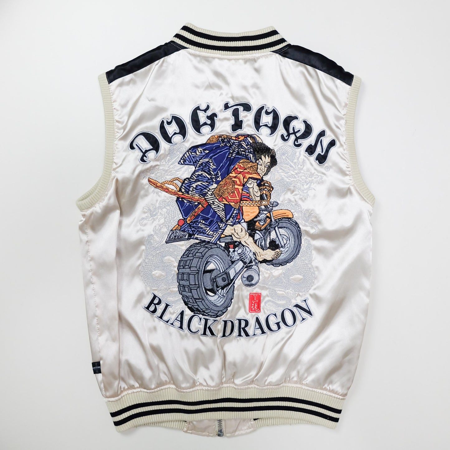 DOGTOWN Vintage Japanese Japan Samurai Musha Biker BLACK DRAGON Embroidered Yokosuka Jumper Bomber Sukajan Souvenir Jacket S