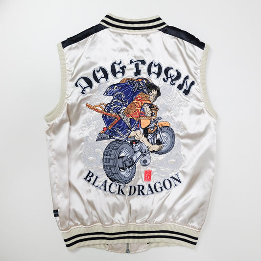 DOGTOWN Vintage Japanese Japan Samurai Musha Biker BLACK DRAGON Embroidered Yokosuka Jumper Bomber Sukajan Souvenir Jacket S