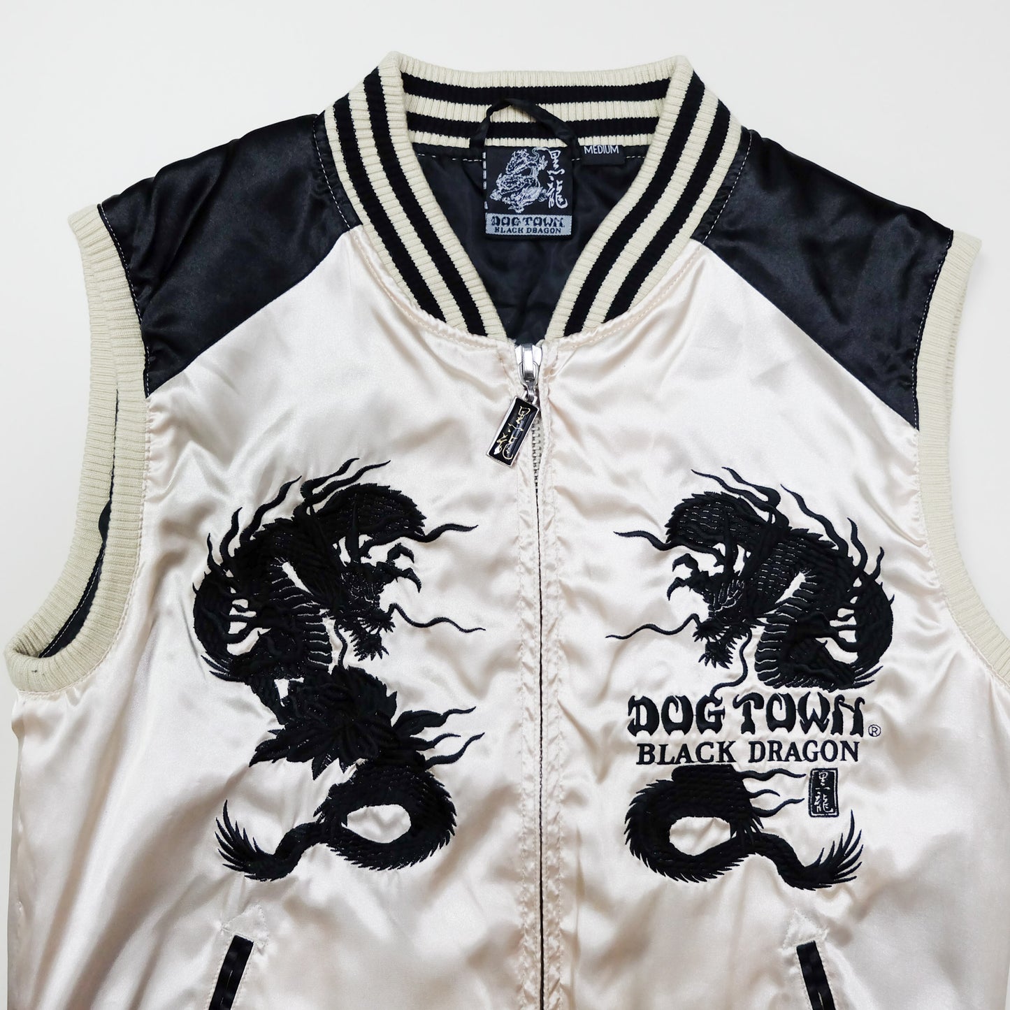DOGTOWN Vintage Japanese Japan Samurai Musha Biker BLACK DRAGON Embroidered Yokosuka Jumper Bomber Sukajan Souvenir Jacket S