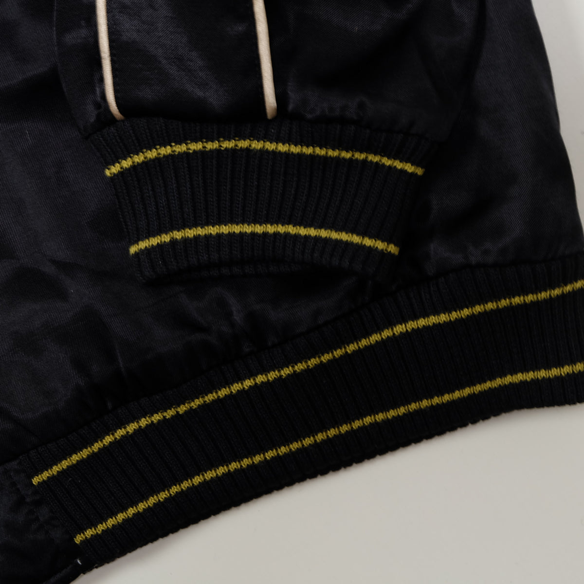 HOUSTON USMC Sukajan, Eagle Globe & Anchor Semper Fidelis Embroidery, Black Satin, Vintage, Size M