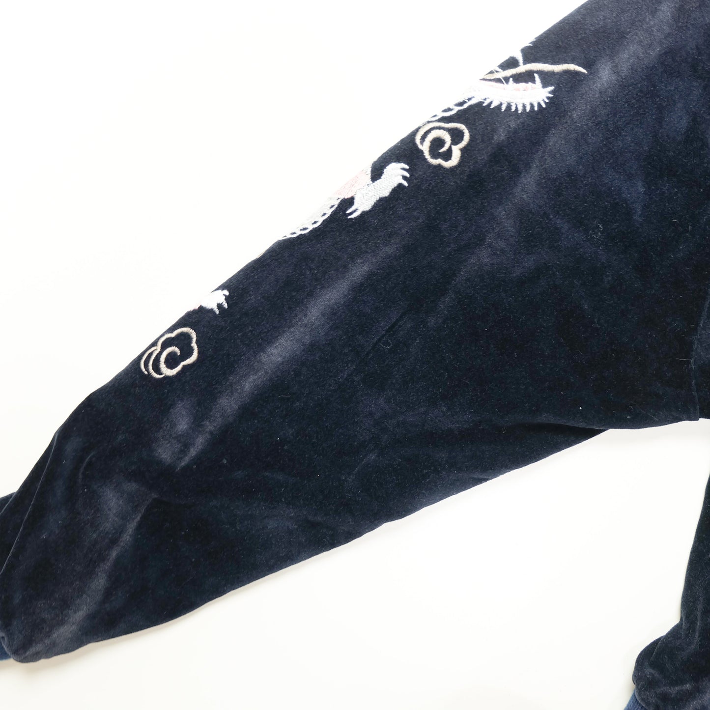Vintage Black Velvet Dragon Sukajan Jacket L Japanese Yokosuka Souvenir Bomber White Irezumi Embroidery