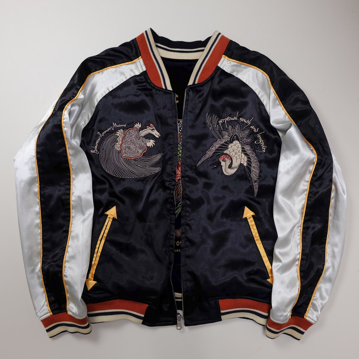 AMEKAJI Yakuza Fashion Tedman BRM Soul of Phoenix Sukajan Jacket | Embroidered Velvet Souvenir Jacket Japan Mt. Fuji Phoenix Yokosuka Bomber