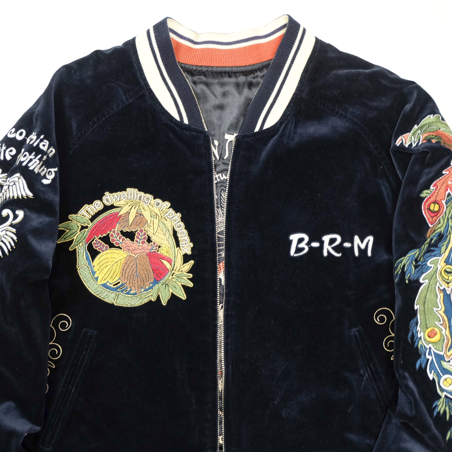 AMEKAJI Yakuza Fashion Tedman BRM Soul of Phoenix Sukajan Jacket | Embroidered Velvet Souvenir Jacket Japan Mt. Fuji Phoenix Yokosuka Bomber