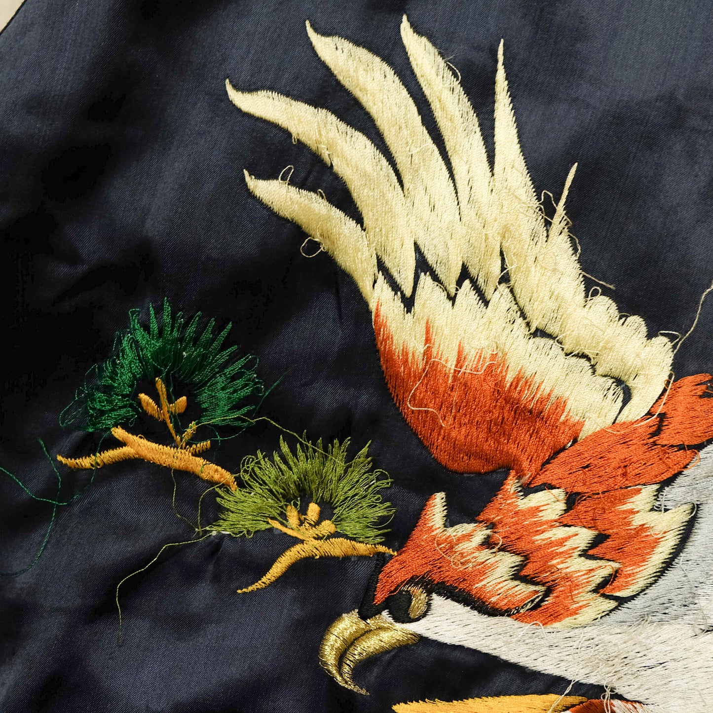 Vintage Japan Eagle Sukajan Jacket L Yokoburi Embroidered Navy White Souvenir Bomber Pine Hawk Japanese Streetwear