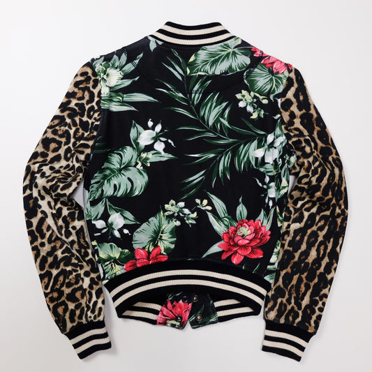 Denim & Supply Ralph Lauren Tiger Bomber Jacket XS Floral Leopard Embroidered Women’s Sukajan Style