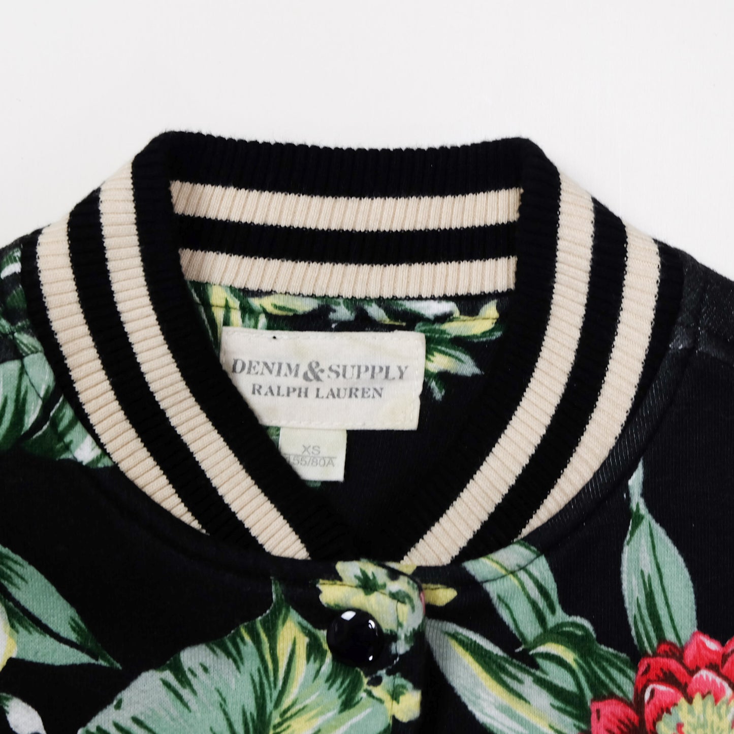 Denim & Supply Ralph Lauren Tiger Bomber Jacket XS Floral Leopard Embroidered Women’s Sukajan Style