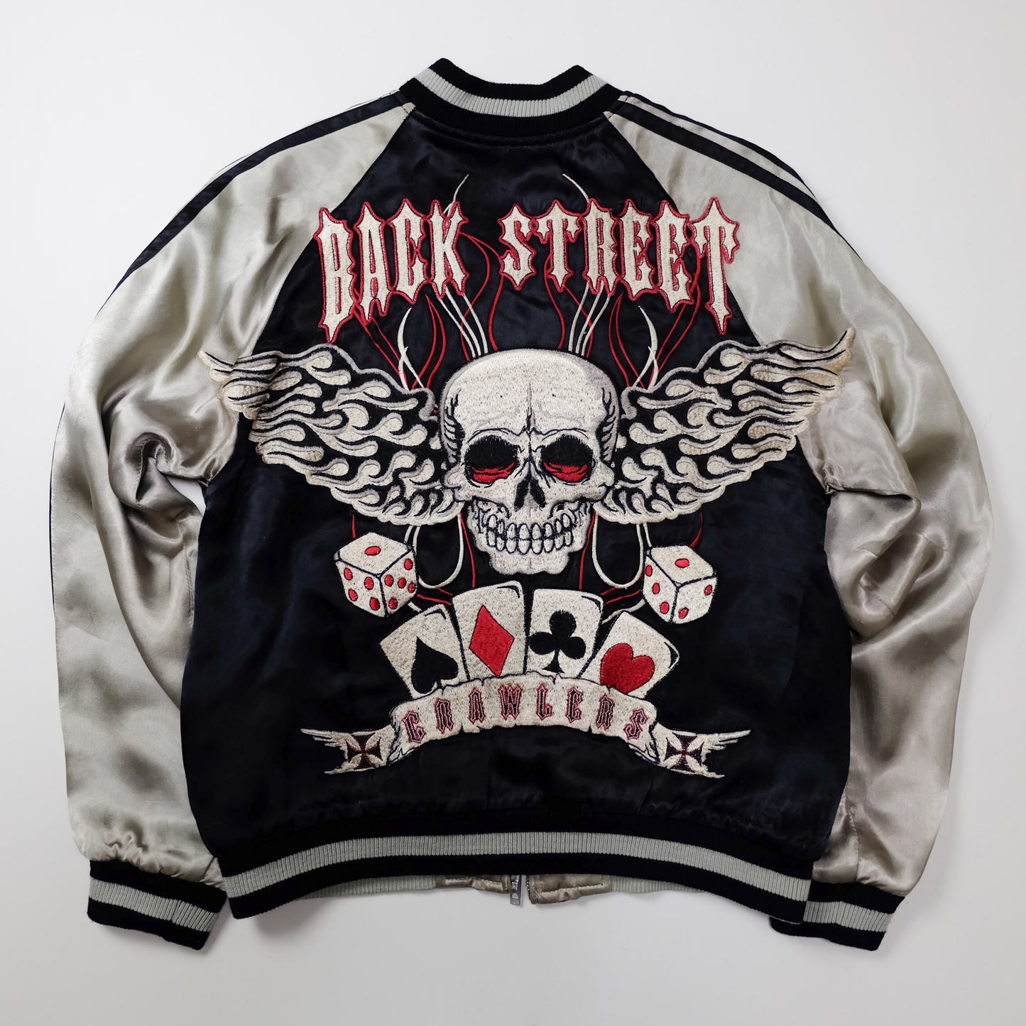 BACK STREET CRAWLER Vintage Japanese Japan Skeleton Skull Punk Junk Clothing  Embroidered Yokosuka Jumper Bomber Sukajan Souvenir Jacket S