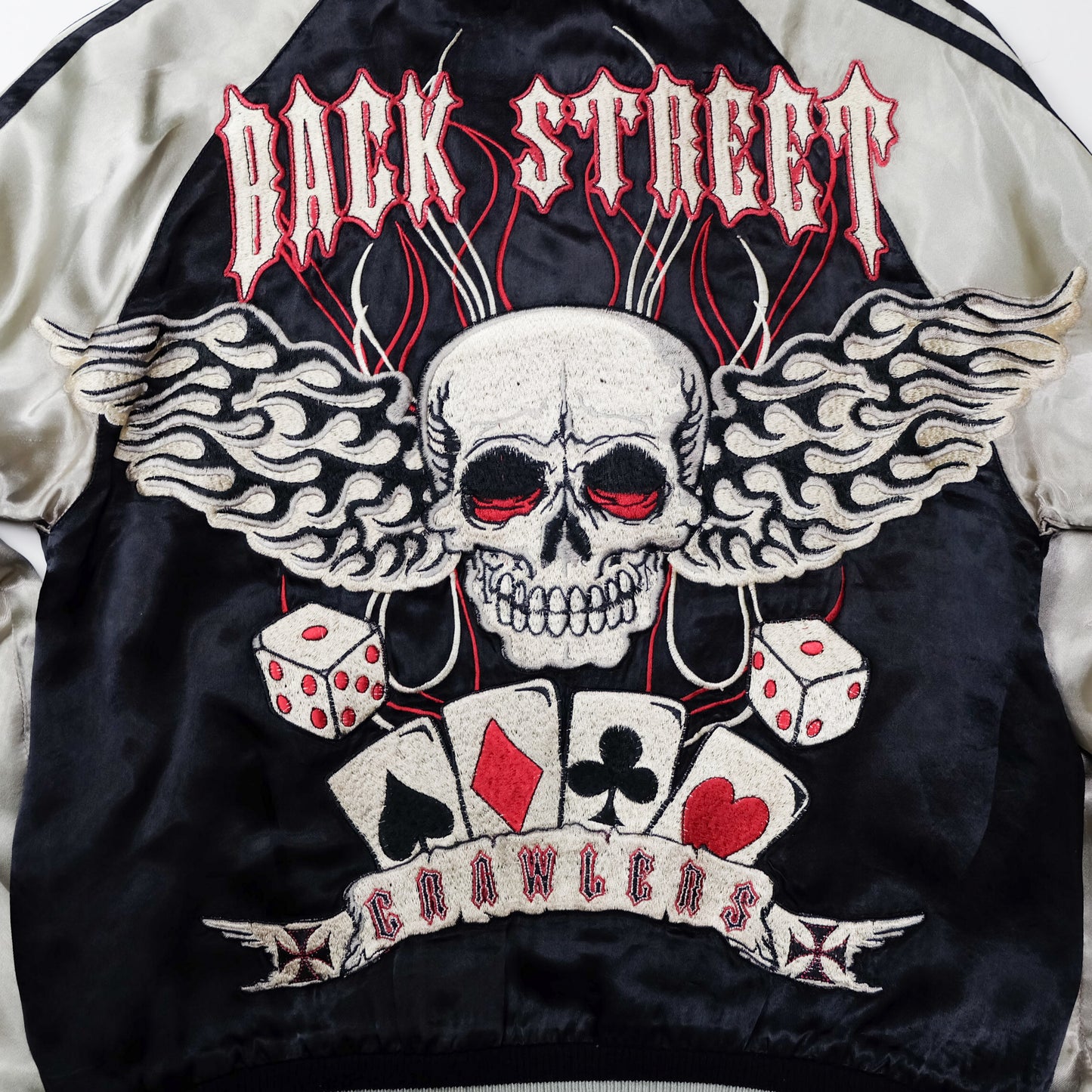 BACK STREET CRAWLER Vintage Japanese Japan Skeleton Skull Punk Junk Clothing  Embroidered Yokosuka Jumper Bomber Sukajan Souvenir Jacket S