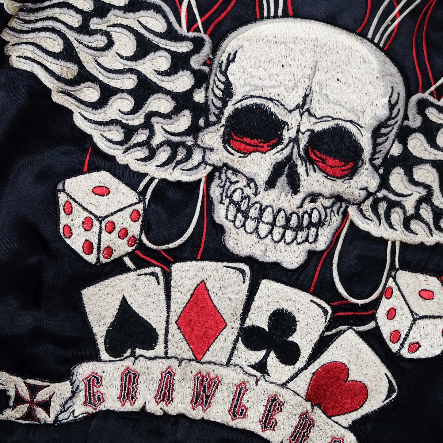 BACK STREET CRAWLER Vintage Japanese Japan Skeleton Skull Punk Junk Clothing  Embroidered Yokosuka Jumper Bomber Sukajan Souvenir Jacket S