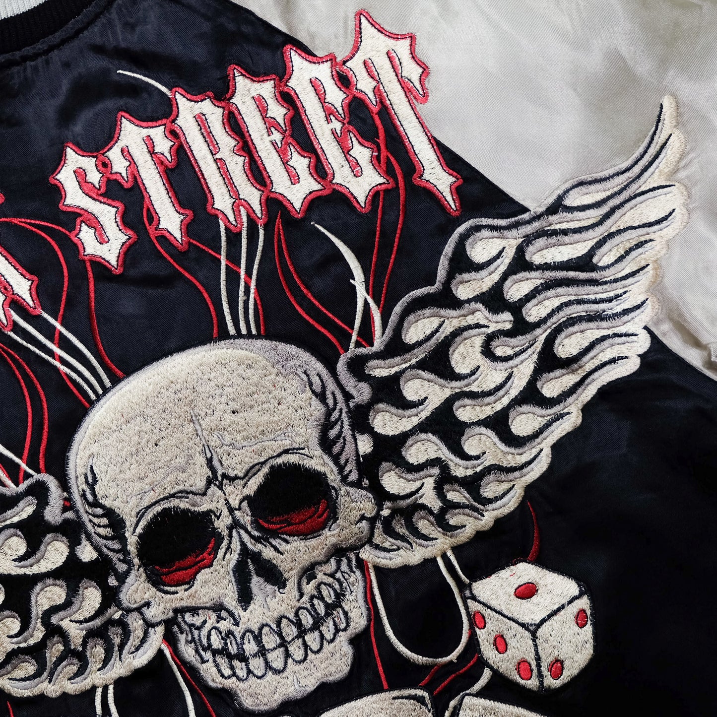 BACK STREET CRAWLER Vintage Japanese Japan Skeleton Skull Punk Junk Clothing  Embroidered Yokosuka Jumper Bomber Sukajan Souvenir Jacket S