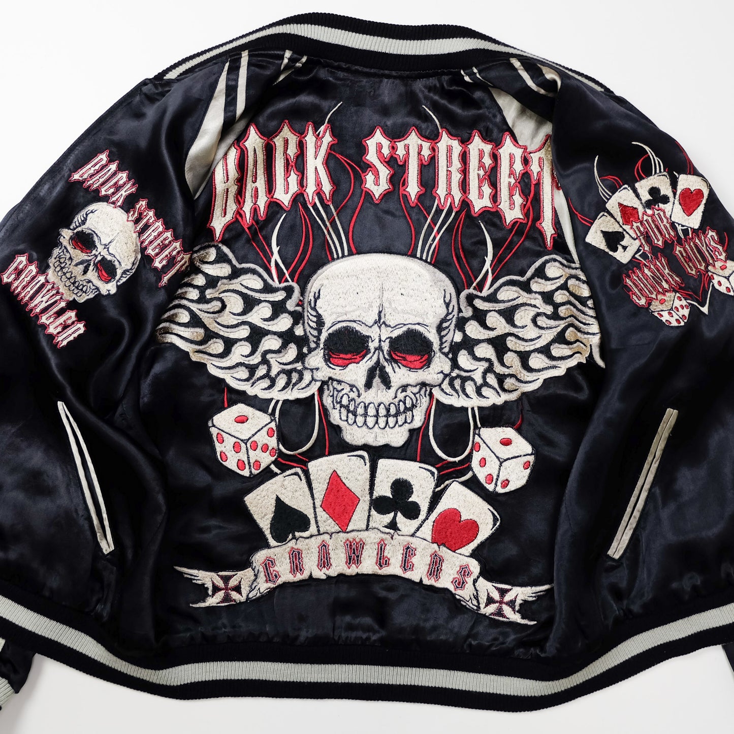 BACK STREET CRAWLER Vintage Japanese Japan Skeleton Skull Punk Junk Clothing  Embroidered Yokosuka Jumper Bomber Sukajan Souvenir Jacket S