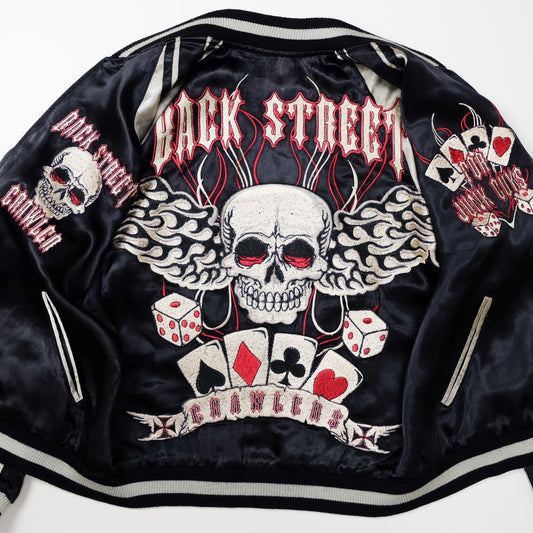 BACK STREET CRAWLER Vintage Japanese Japan Skeleton Skull Punk Junk Clothing  Embroidered Yokosuka Jumper Bomber Sukajan Souvenir Jacket S