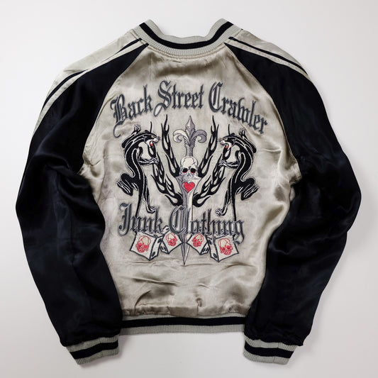 BACK STREET CRAWLER Vintage Japanese Japan Skeleton Skull Punk Junk Clothing  Embroidered Yokosuka Jumper Bomber Sukajan Souvenir Jacket S