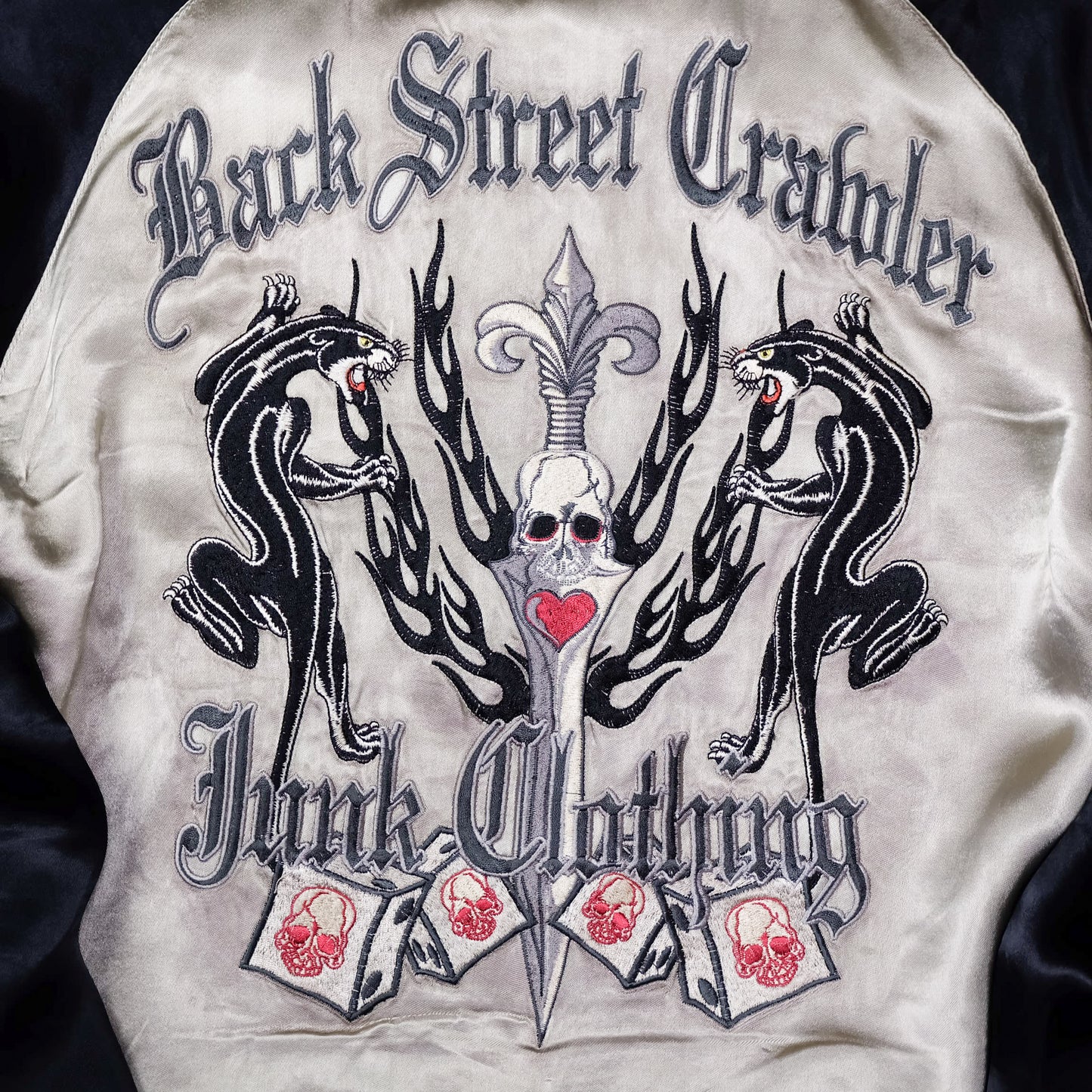 BACK STREET CRAWLER Vintage Japanese Japan Skeleton Skull Punk Junk Clothing  Embroidered Yokosuka Jumper Bomber Sukajan Souvenir Jacket S