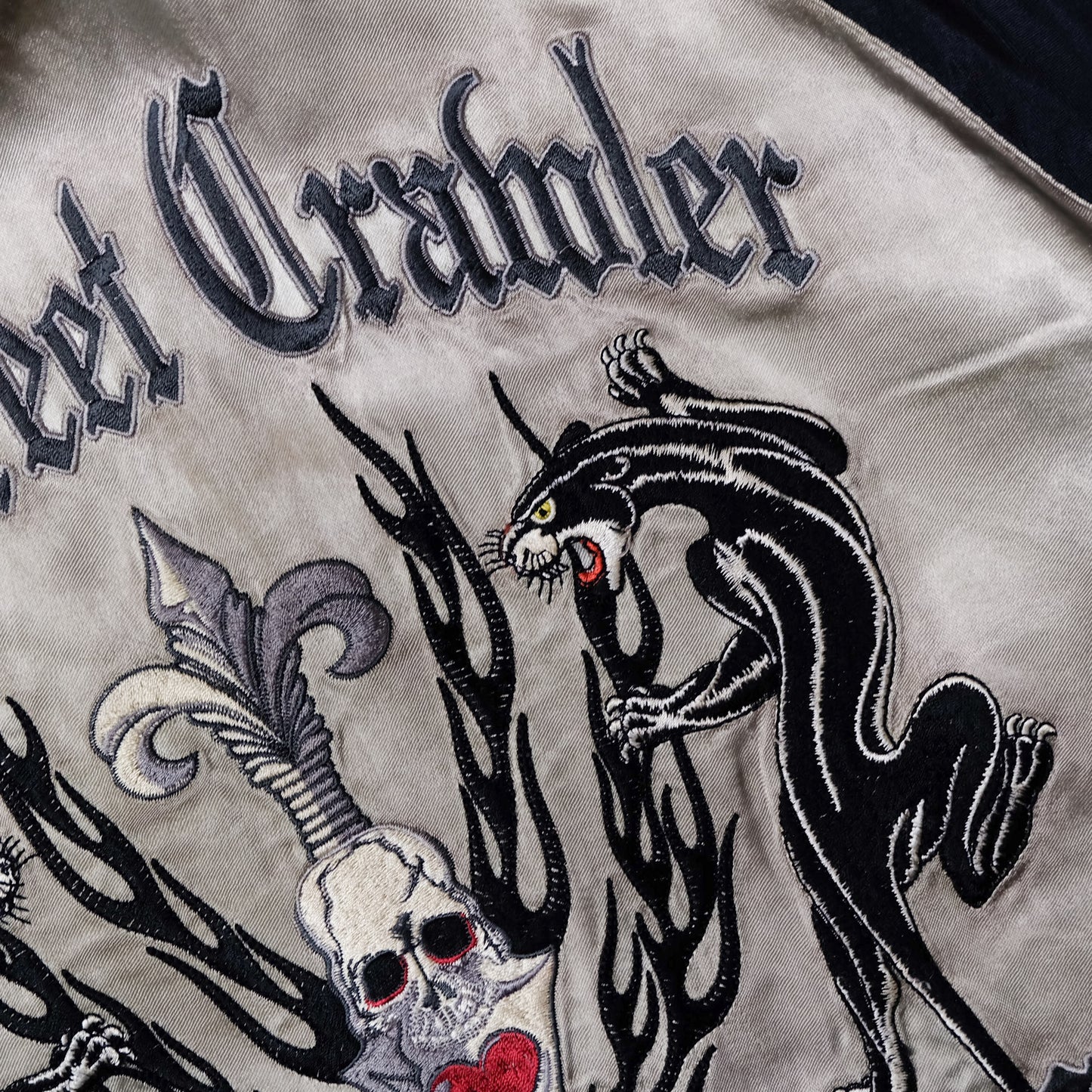 BACK STREET CRAWLER Vintage Japanese Japan Skeleton Skull Punk Junk Clothing  Embroidered Yokosuka Jumper Bomber Sukajan Souvenir Jacket S