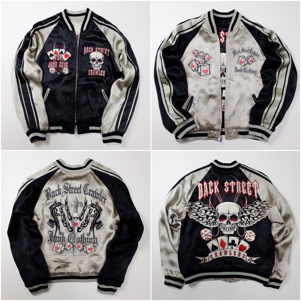 BACK STREET CRAWLER Vintage Japanese Japan Skeleton Skull Punk Junk Clothing  Embroidered Yokosuka Jumper Bomber Sukajan Souvenir Jacket S