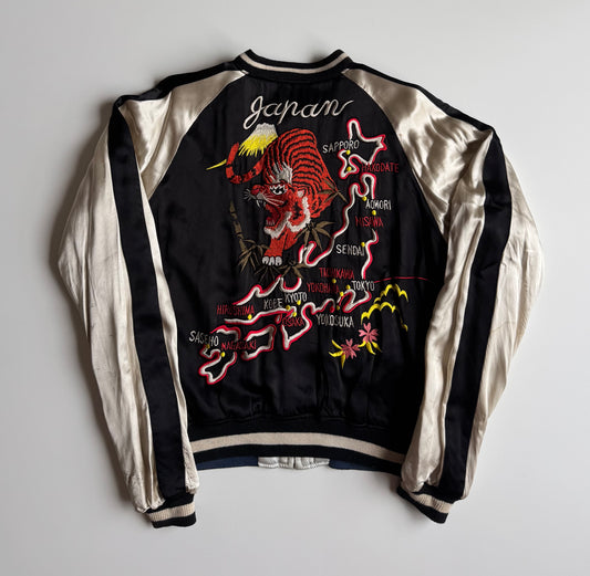 Vintage HRM Hollywood Ranch Market Seilin Memory of Japan Reversible Sukajan Tiger Map Jacket Size M