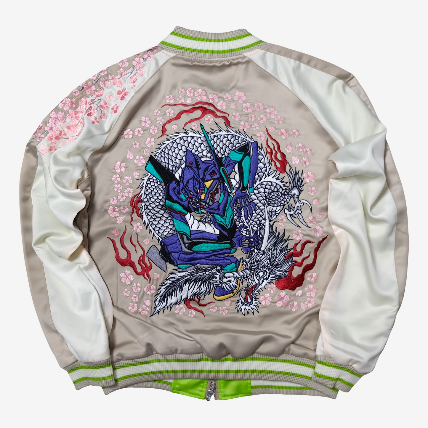 Nishiki x Evangelion EVA-01 Sakura Sukajan Jacket Size M | Pink Japanese Anime Souvenir Bomber