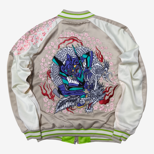 Nishiki x Evangelion EVA-01 Sakura Sukajan Jacket Size M | Pink Japanese Anime Souvenir Bomber
