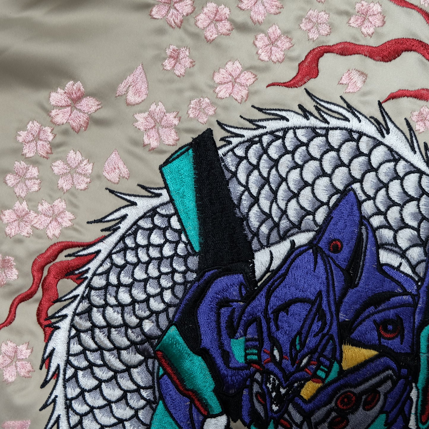 Nishiki x Evangelion EVA-01 Sakura Sukajan Jacket Size M | Pink Japanese Anime Souvenir Bomber