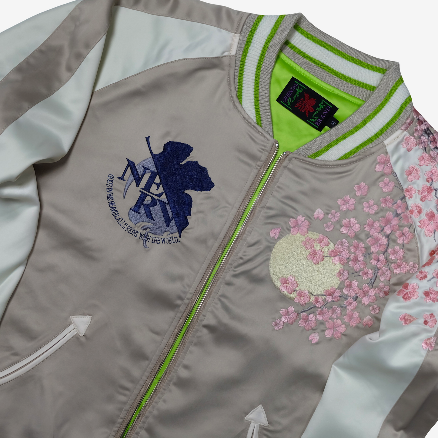 Nishiki x Evangelion EVA-01 Sakura Sukajan Jacket Size M | Pink Japanese Anime Souvenir Bomber