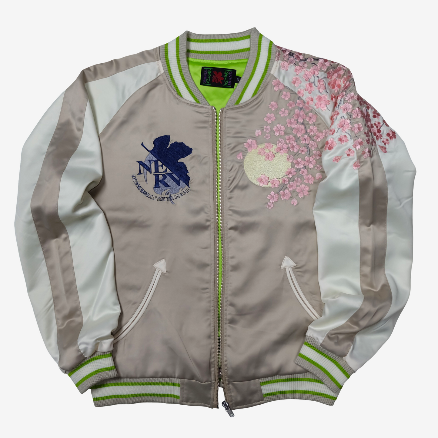 Nishiki x Evangelion EVA-01 Sakura Sukajan Jacket Size M | Pink Japanese Anime Souvenir Bomber