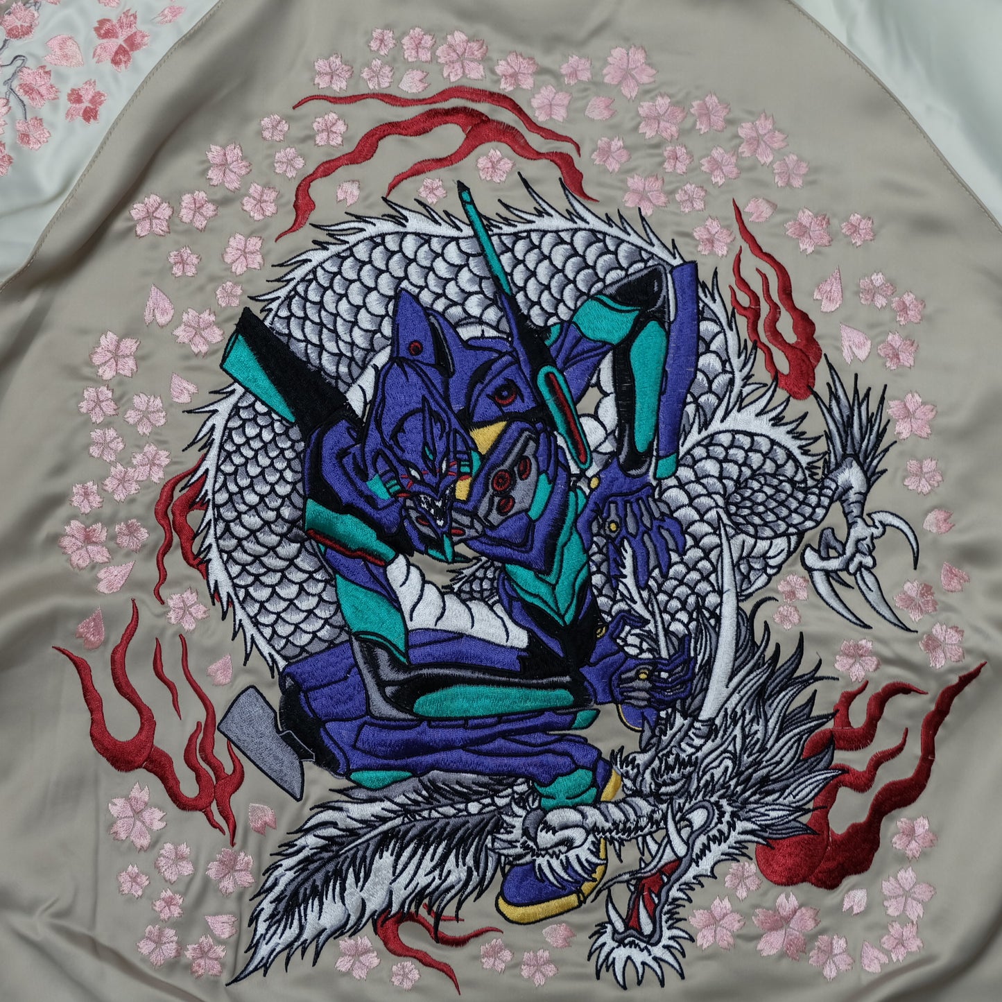 Nishiki x Evangelion EVA-01 Sakura Sukajan Jacket Size M | Pink Japanese Anime Souvenir Bomber