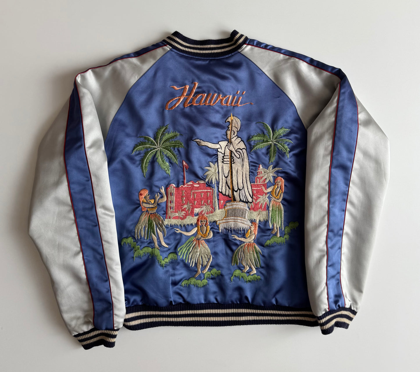Vintage Tailor Toyo Enterprise Reversible Hawaii Sukajan Jacket Dragon Hawaii Hula Girl Aloha Embroidered Japanese Souvenir Bomber Size M