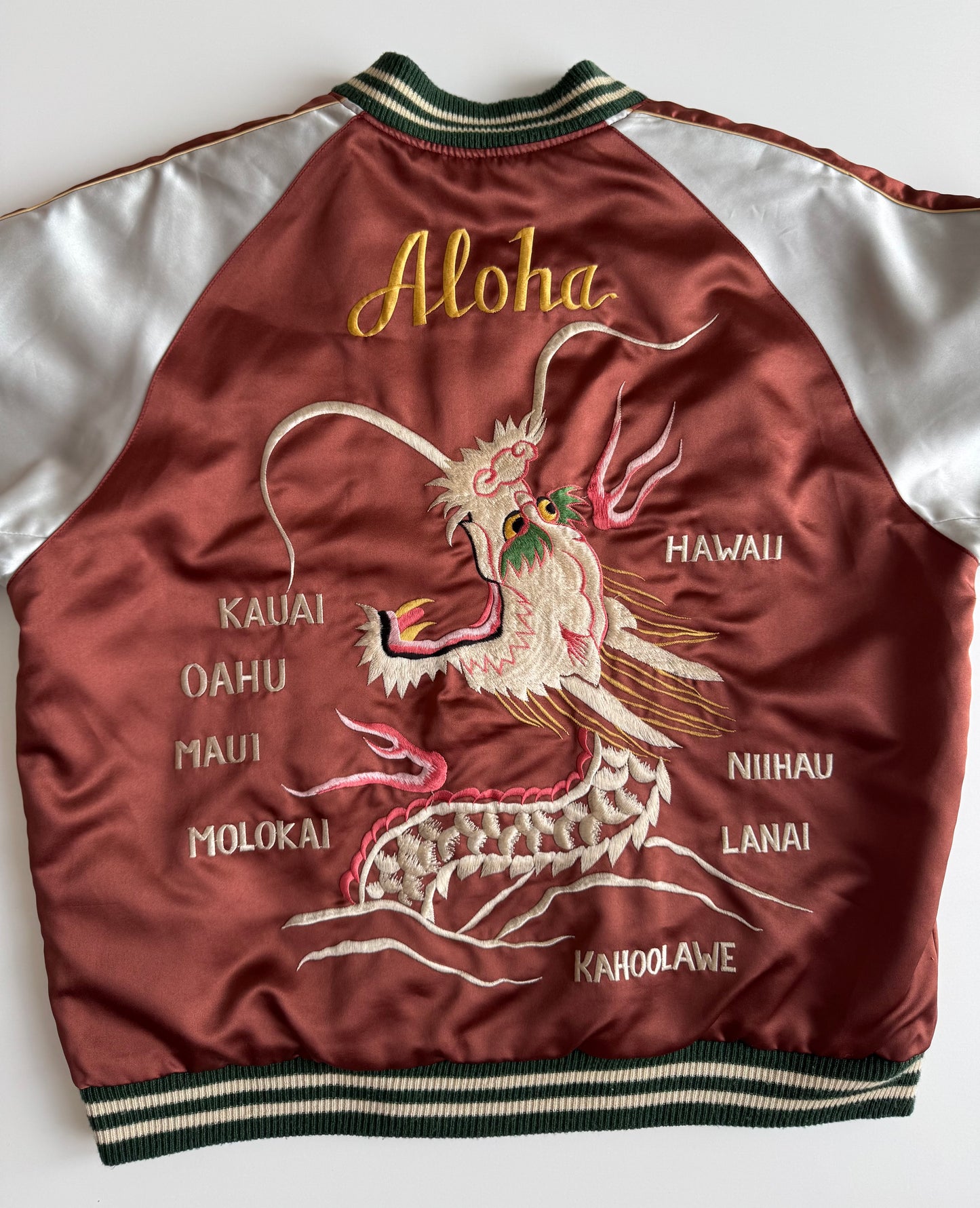 Vintage Tailor Toyo Enterprise Reversible Hawaii Sukajan Jacket Dragon Hawaii Hula Girl Aloha Embroidered Japanese Souvenir Bomber Size M