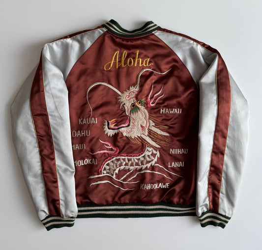 Vintage Tailor Toyo Enterprise Reversible Hawaii Sukajan Jacket Dragon Hawaii Hula Girl Aloha Embroidered Japanese Souvenir Bomber Size M