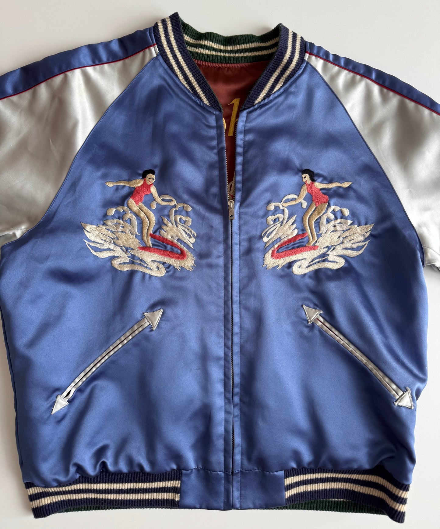 Vintage Tailor Toyo Enterprise Reversible Hawaii Sukajan Jacket Dragon Hawaii Hula Girl Aloha Embroidered Japanese Souvenir Bomber Size M